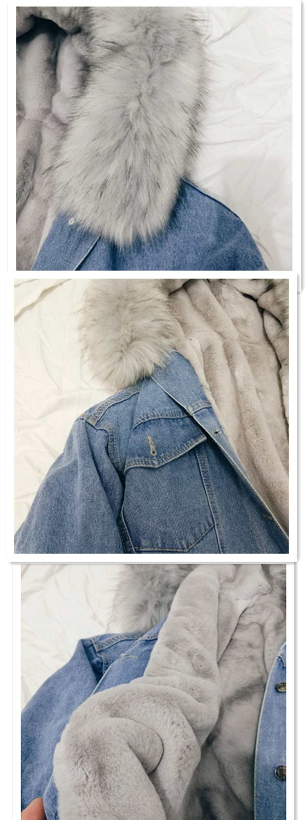 Neploe Korean Thick Denim Jacket Female Winter Hood Neploe Korean Thick Denim Jacket Female Winter Hood